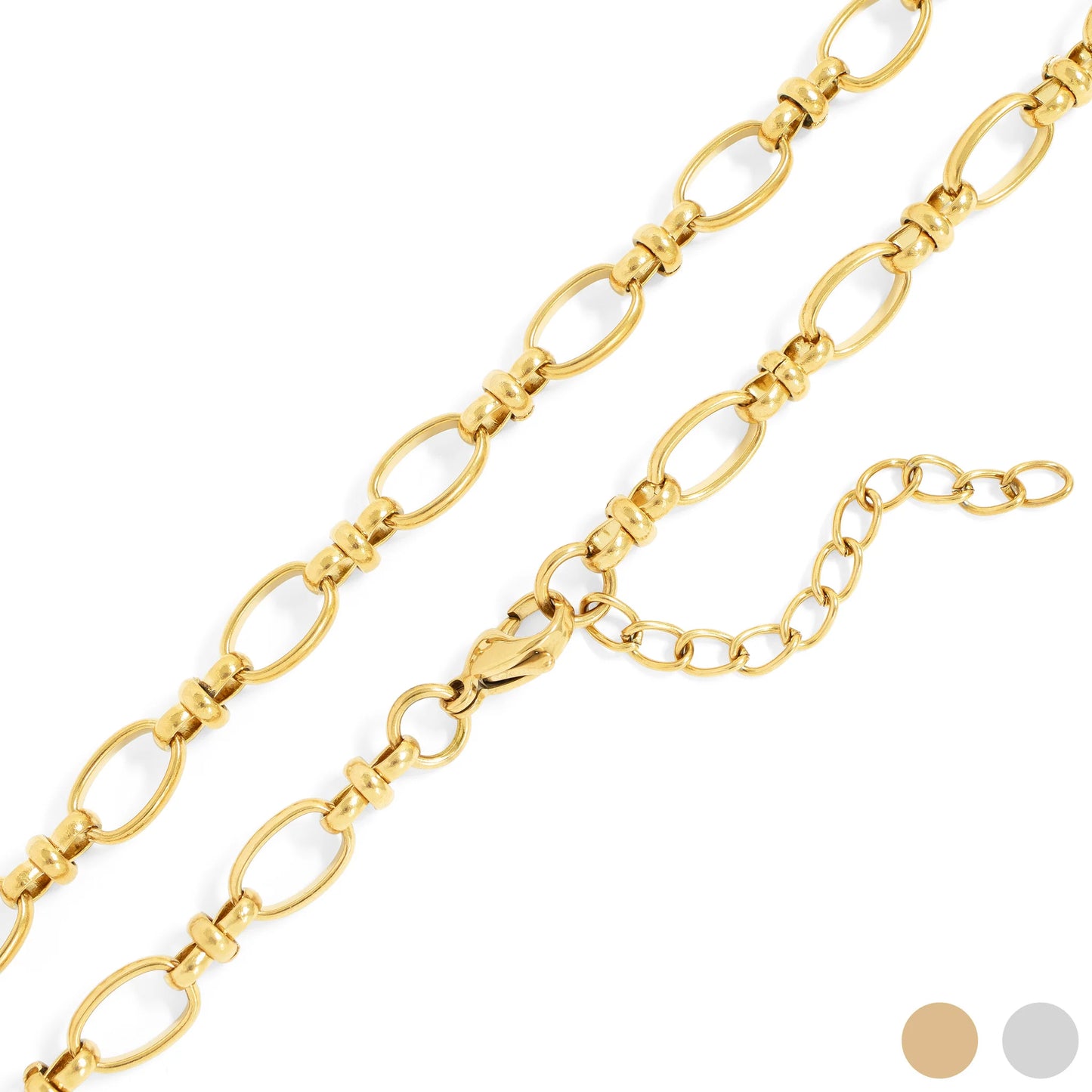 18K Gold PVD Stainless Steel Circle Charm Chain Necklace