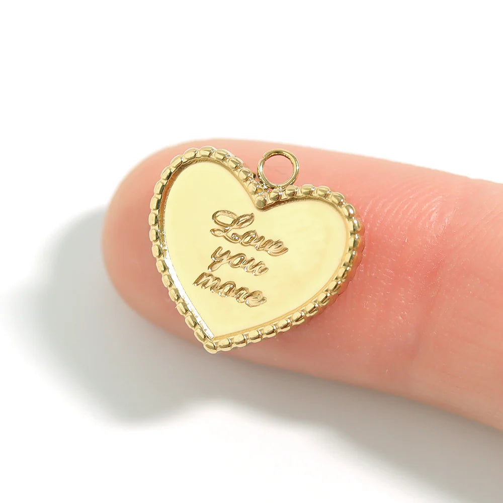 18K Gold PVD Stainless Steel "Love You More" Heart Charm