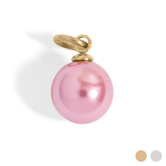 18K Gold PVD Stainless Steel Pink Pearl Charm