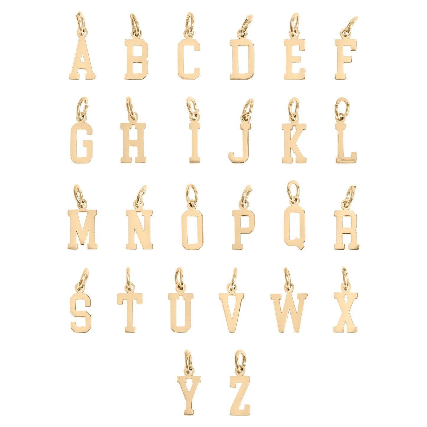 18K Gold PVD Coated Stainless Steel Small Sport Letter Pendant