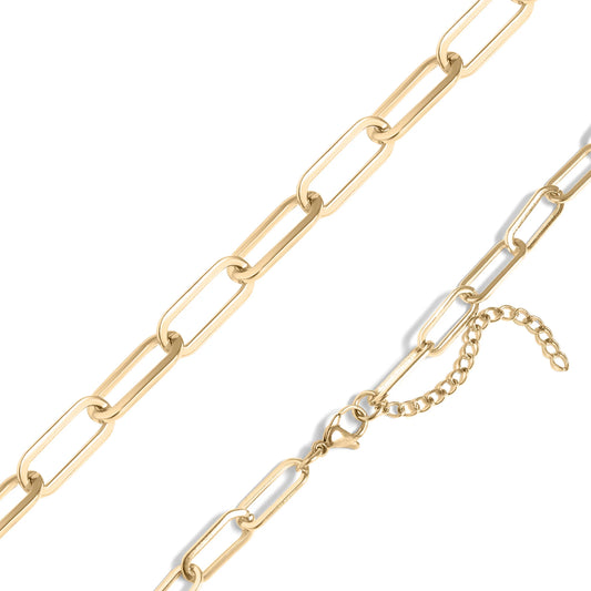 18K Gold PVD Stainless Steel Paperclip Chain Necklace