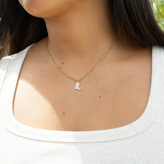 18K Gold PVD Stainless Steel Epoxy Pink Cowgirl Boot Charm