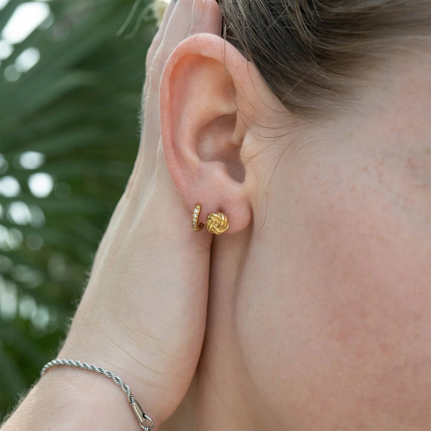 18K Gold PVD Stainless Steel Clover Stud Earring
