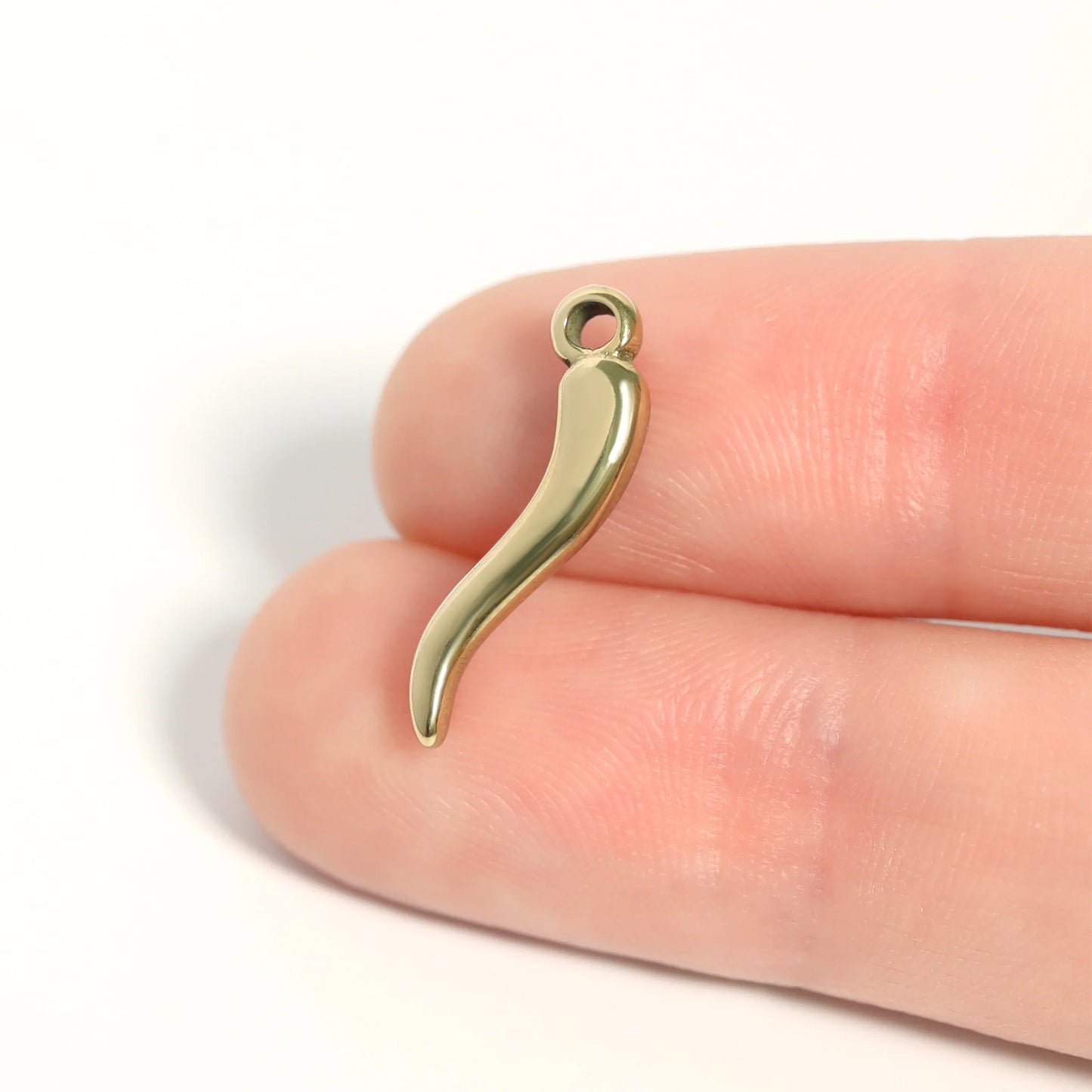 18K Gold PVD Stainless Steel Italian Horn Charm