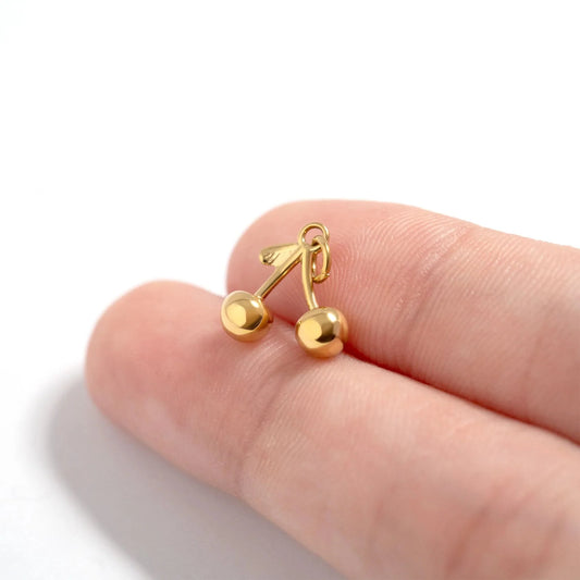 18K Gold PVD Stainless Steel Cherry Charm