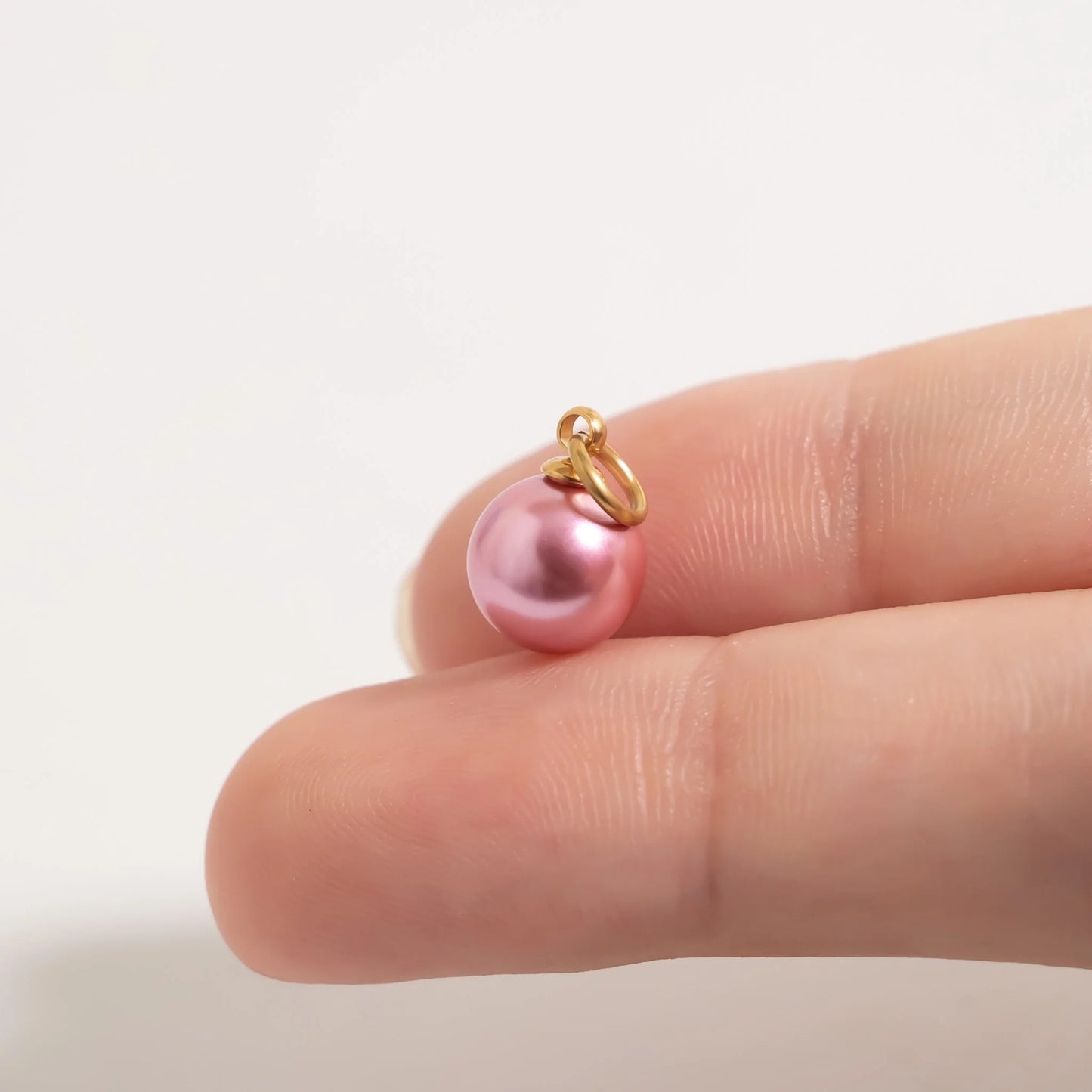 18K Gold PVD Stainless Steel Pink Pearl Charm