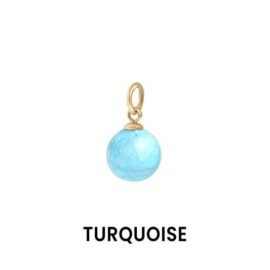 18K Gold PVD Stainless Steel Semi Precious Natural Stone Turquoise Charm