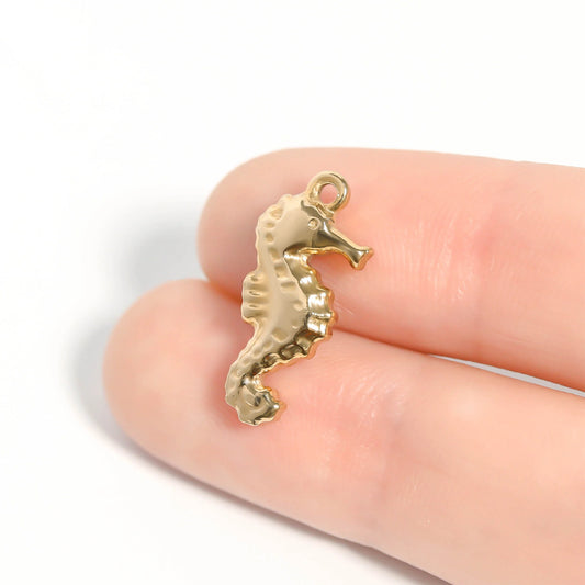 18K Gold PVD Stainless Steel Seahorse Charm