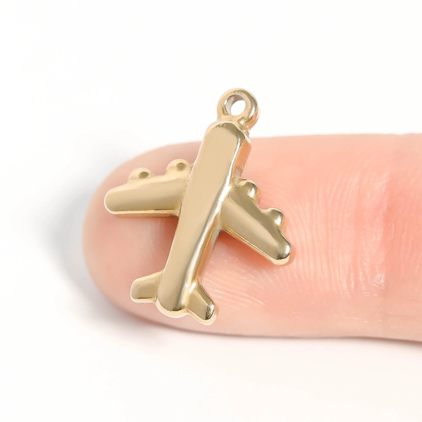 18K Gold PVD Stainless Steel Airplane Charm