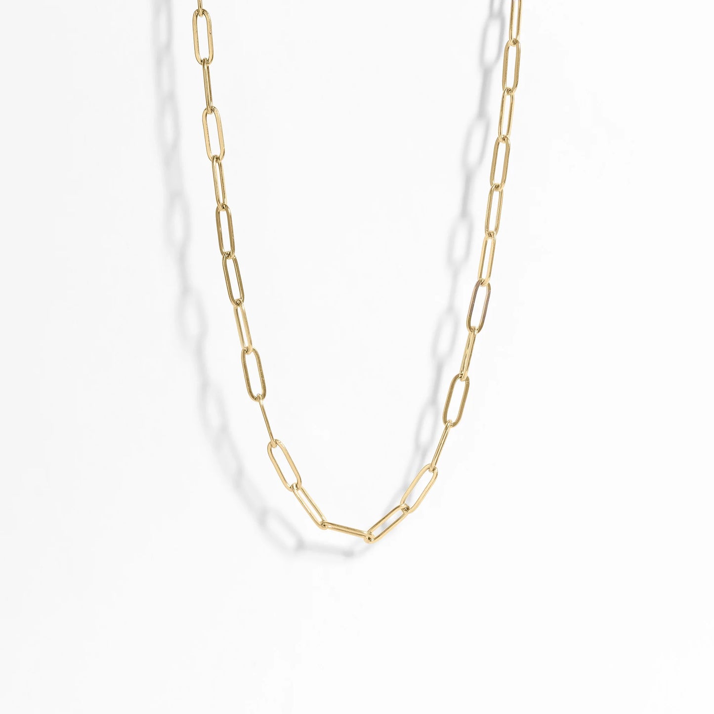18K Gold PVD Stainless Steel Paperclip Chain Necklace
