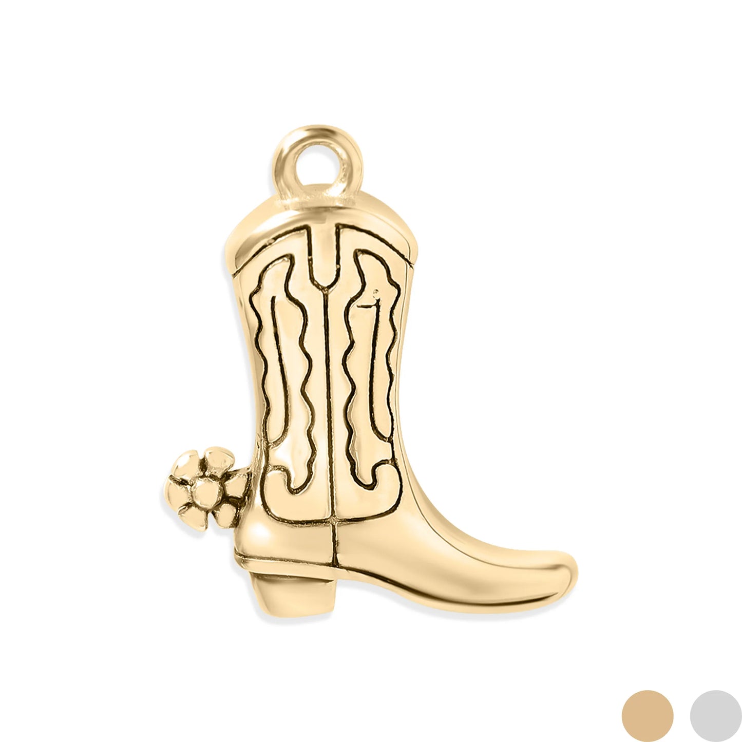 18K Gold PVD Stainless Steel Cowboy Boot Pendant